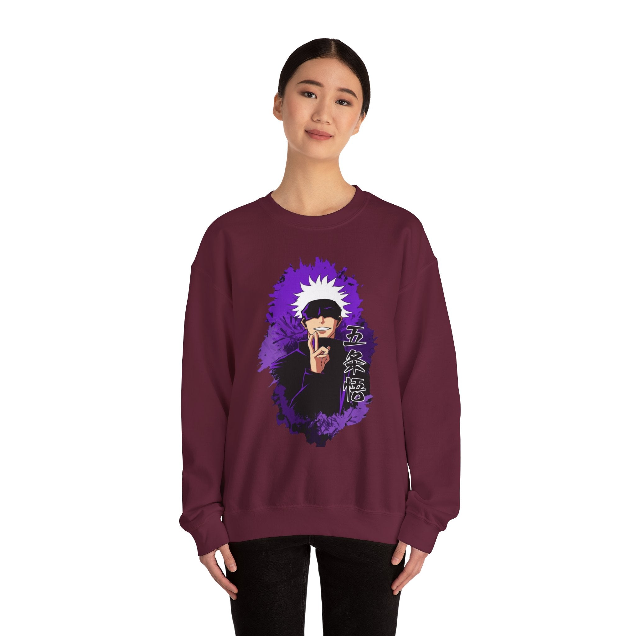 Gojo Satoru Design Stylish Unisex Heavy Blend™ Crewneck Sweatshirt with Unique Graphic Design, Cozy Outerwear for Everyday Wear, Art Lovers' Gift, Casual.