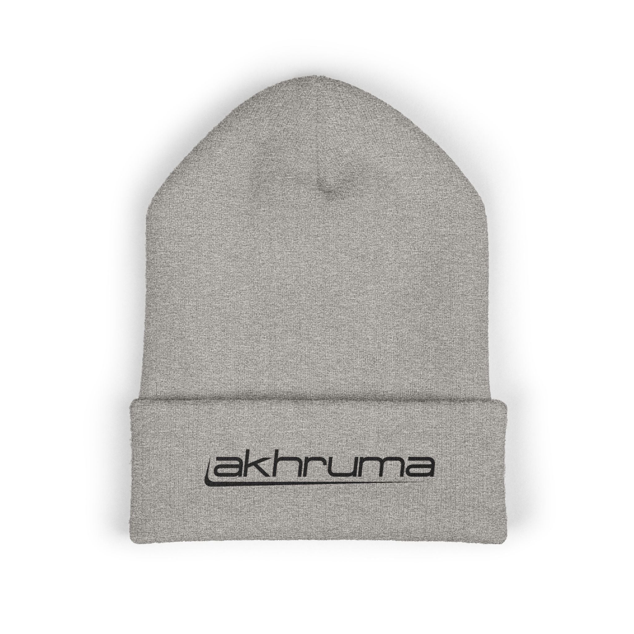 Embroidered 'akhruma' Classic Cuffed Beanie — White Knit Winter Hat