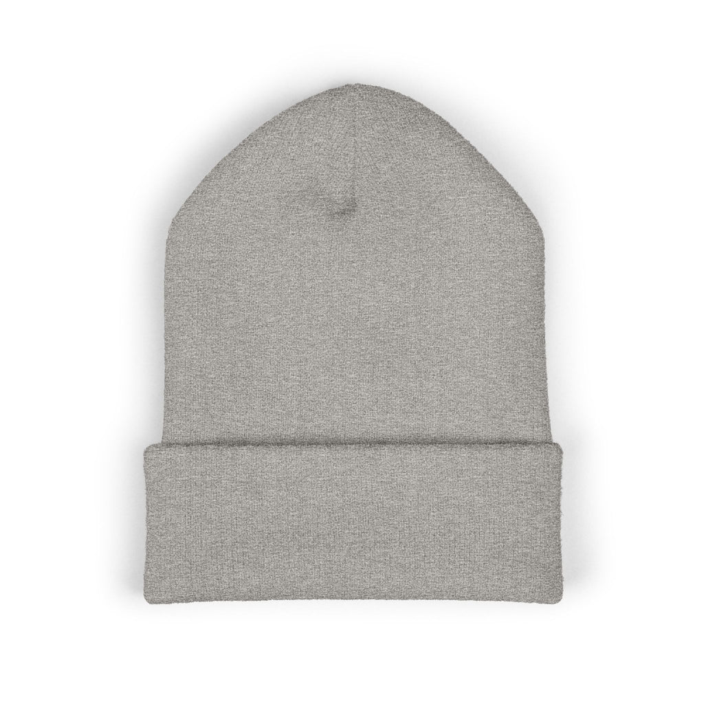 Embroidered 'akhruma' Classic Cuffed Beanie — White Knit Winter Hat