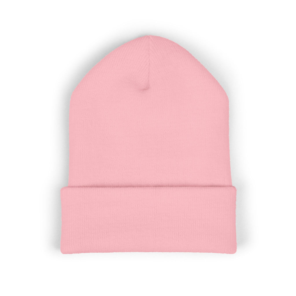 Embroidered 'akhruma' Classic Cuffed Beanie — White Knit Winter Hat