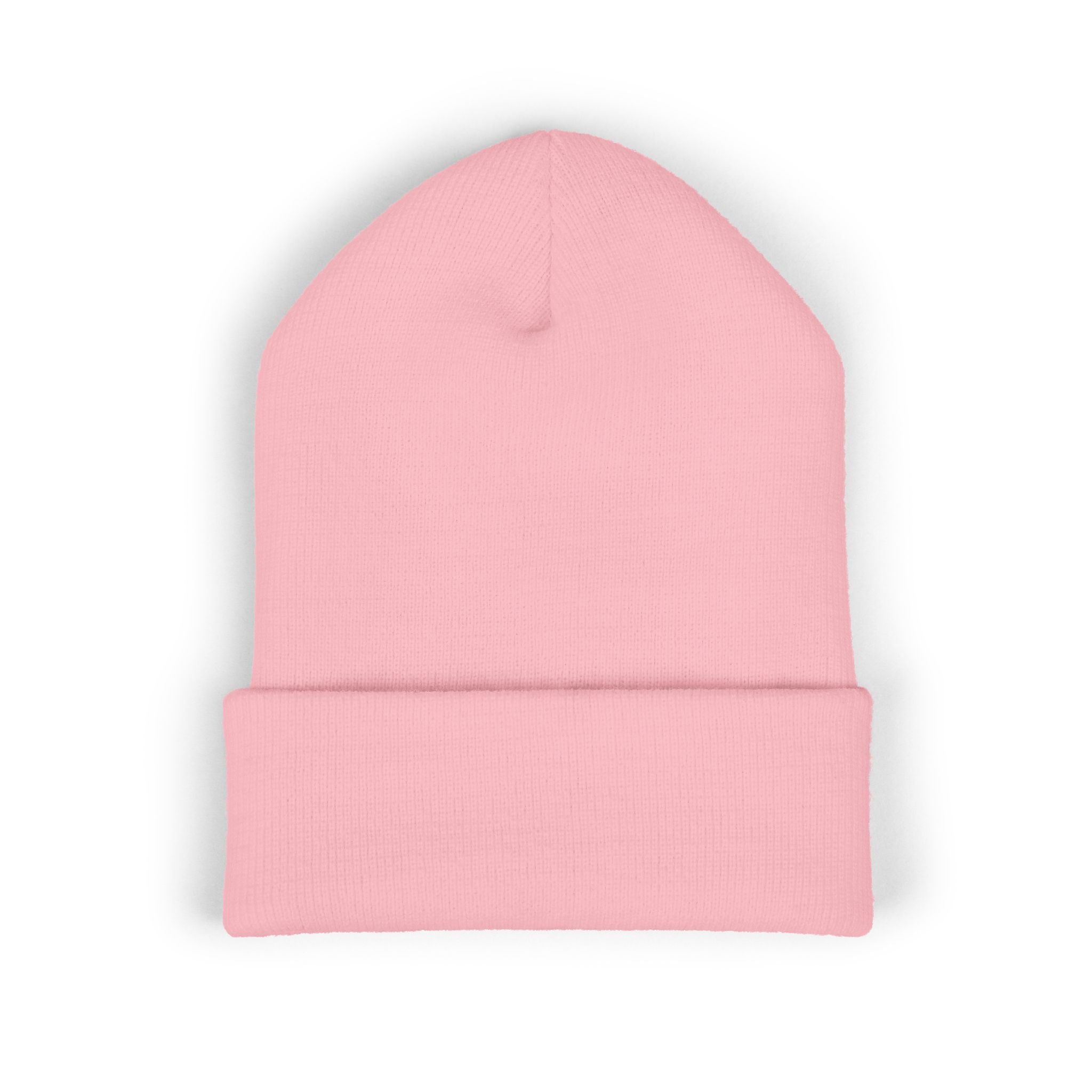 Embroidered 'akhruma' Classic Cuffed Beanie — White Knit Winter Hat