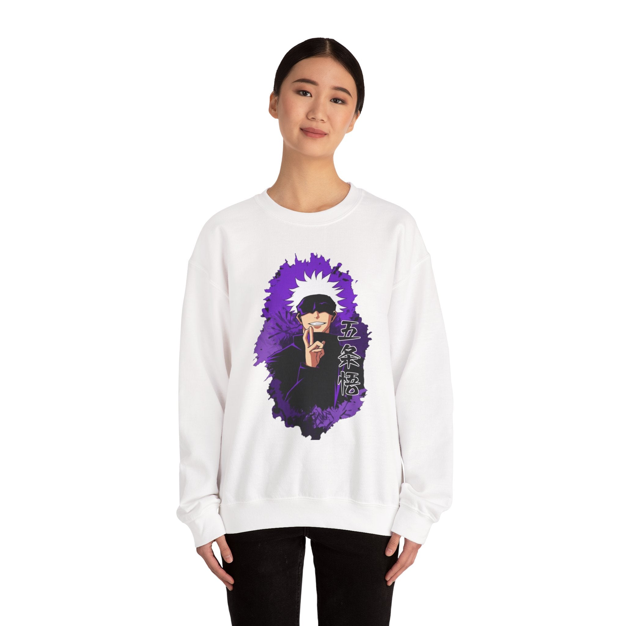 Gojo Satoru Design Stylish Unisex Heavy Blend™ Crewneck Sweatshirt with Unique Graphic Design, Cozy Outerwear for Everyday Wear, Art Lovers' Gift, Casual.