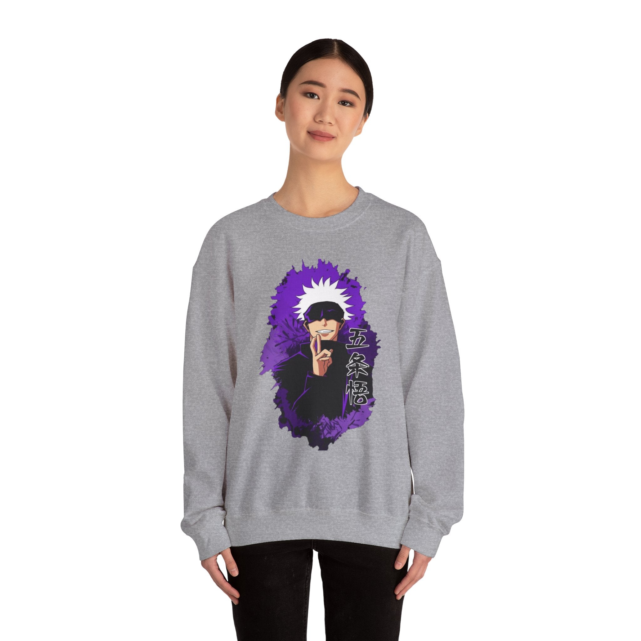 Gojo Satoru Design Stylish Unisex Heavy Blend™ Crewneck Sweatshirt with Unique Graphic Design, Cozy Outerwear for Everyday Wear, Art Lovers' Gift, Casual.